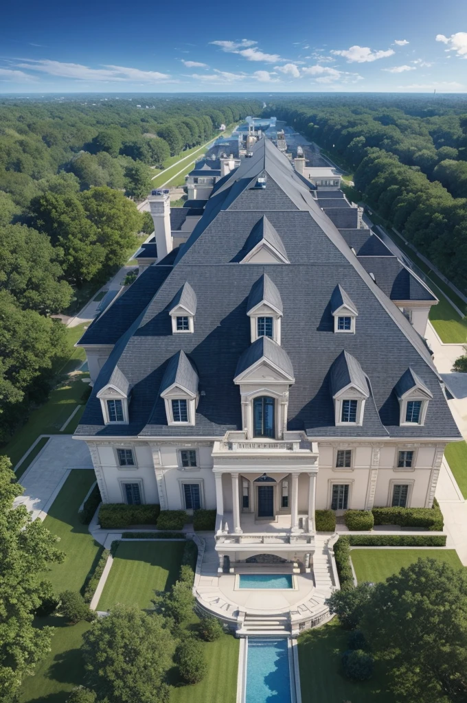 Create a blueprint of a mansion from above