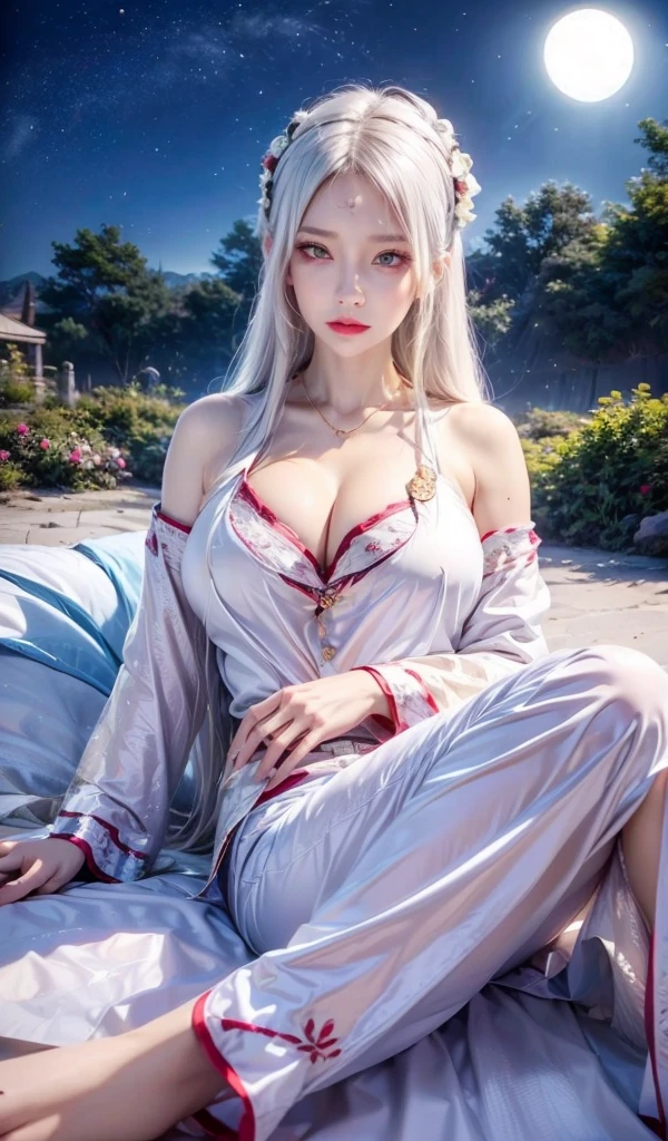 realistic, 1 women, best quality, 12k, HD, long hair, big round breasts, cleavage, ponytail, necklace, jewelry, shorts, short jacket, slim hips, hair tie, yellow eyes, black hair, super detailed, Eye details, hair details, person details, mouth details, face details, breast details, clothes details, hair details, pants details, hand details, whole body