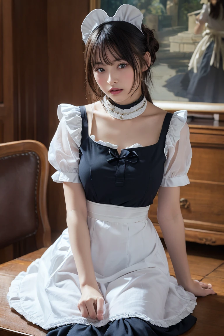 masterpiece, Highest quality, High resolution, 18+ Adult content, Sensual, Intimate, Emotional, Passionate, romantic, mini skirt,sweet, Adorable, Innocent, Pure, Enchanting, Enchantingな, attractive, mysterious, Enchantingな, Enchanting, Immersive, Enchantingな, dream-like, Surreal, Imaginative, Whimsical, Artistic, Avant-garde, timeless, elegant, Sophisticated, chic, Sophisticated, Individuality, original, Enchantingな,((Maid clothes:1.3)),