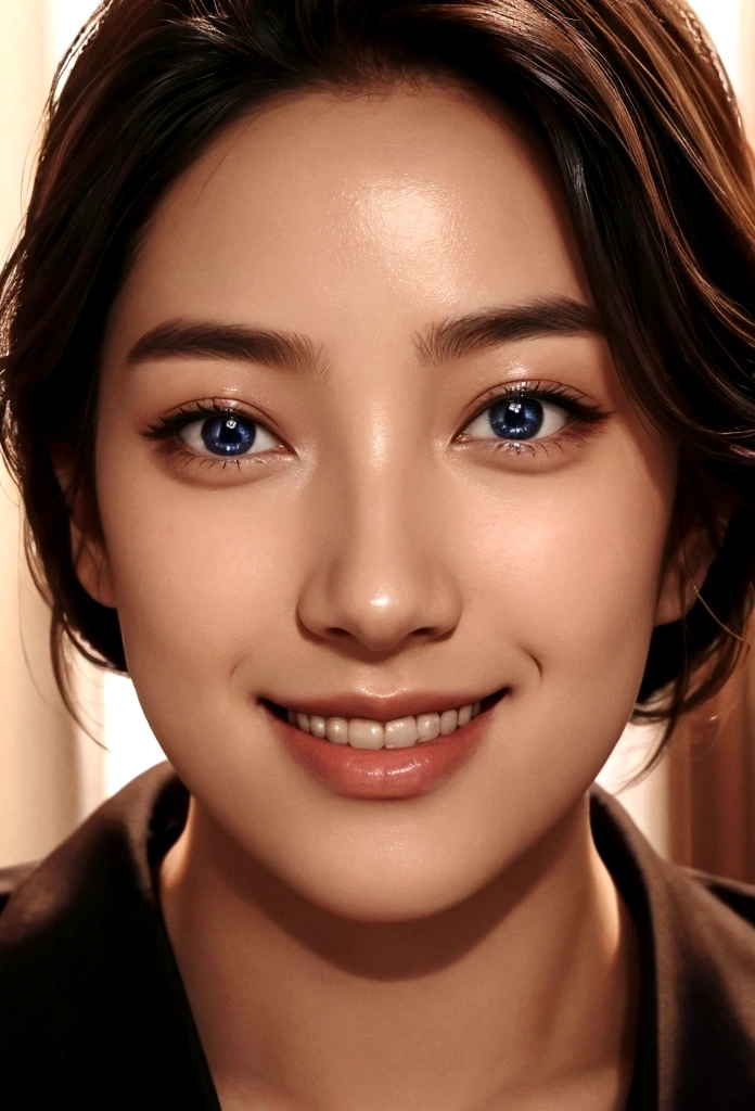 Man looking into woman's eyes、Smiling scene photo。
