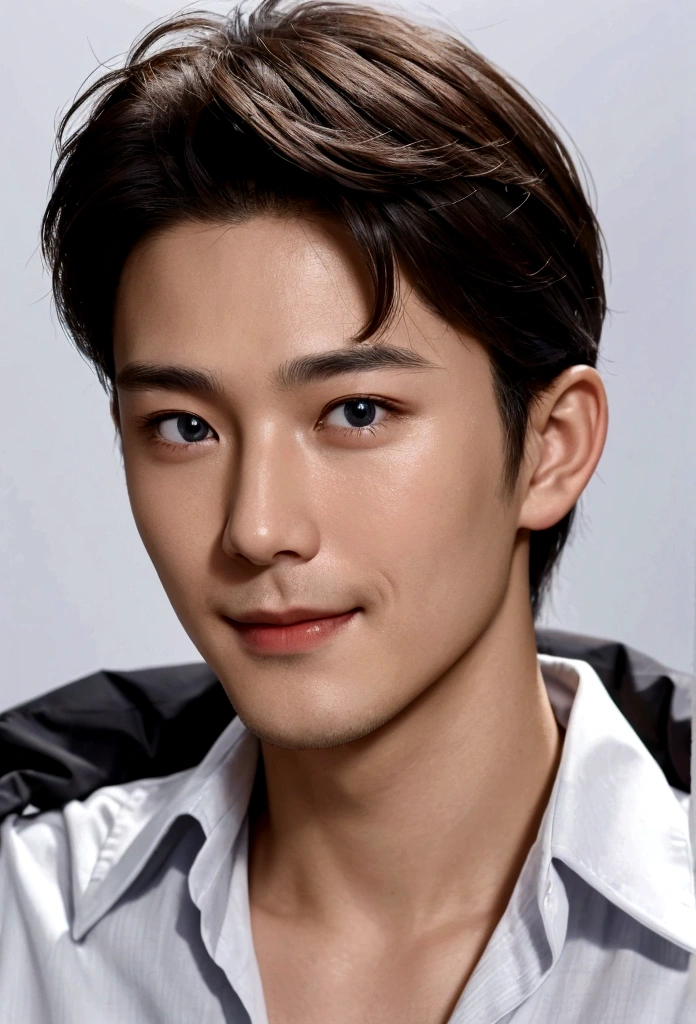 Close-up photo of a man&#39;s face with a relaxed expression。To convey a relieved expression。
