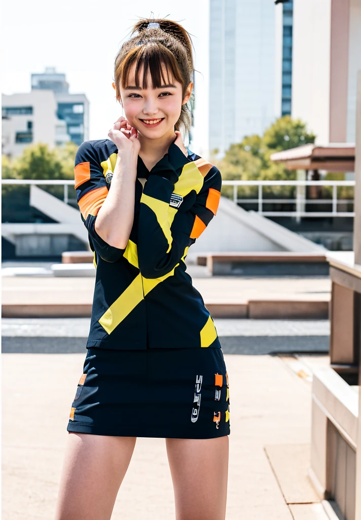 Glowing Korean beauty with cybernetic arm,(Transparent and revealing clothing:1.3, ),(Cyber Girl is、Ride your green Kawasaki Ninja 250 motorbike through a futuristic city:1.3),mini skirtを履いてバイクに跨り白いパンティが見えてます、Kawasaki Ninja 250、Showing her white panties.、 (Ultra mini skirt:1.3)、Shiny light brown and orange striped ponytail hair,Cute Smile,Perfect round face,A bright smile that makes everyone happy,Proper body balance,Tabletop,Ultra-high quality output images,High resolution,Intricate details,Very delicate and beautiful hair,Realistic photos,dream-like,Professional Lighting,Realistic Shadows,Focus Only,Beautiful Hands,Beautiful fingers,Detailed functions of the fingers,Detailed characteristics of the garment,Detailed characteristics of hair,Detailed facial features,
