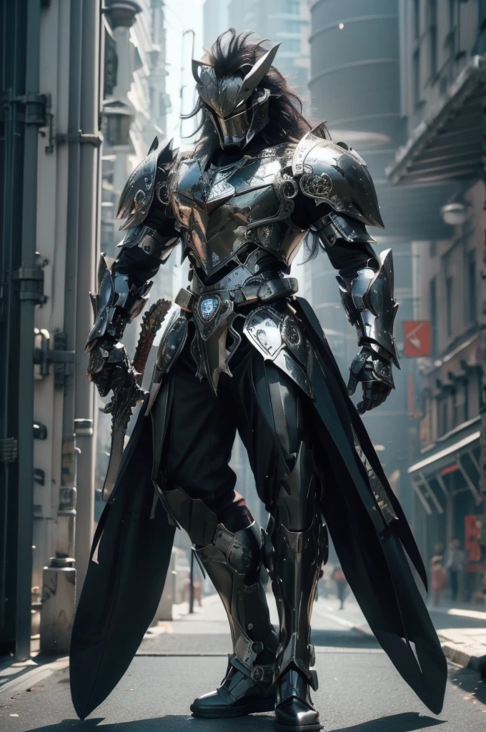 Leonin, Black Clock Armor, Sword and Shield, Black Lion, No Helmet, Mufasa, Dark Knight, black color, 1 male Lion Man