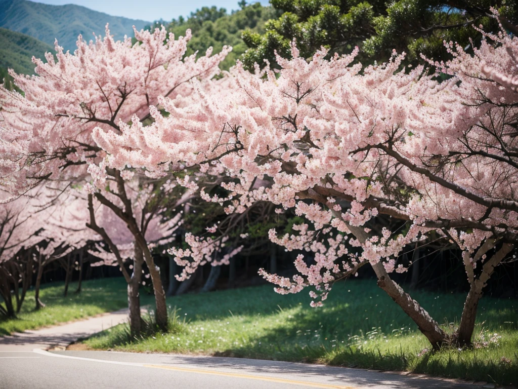 8K HD quality， Pink peach blossom forest. The focus is on the many peach blossoms.