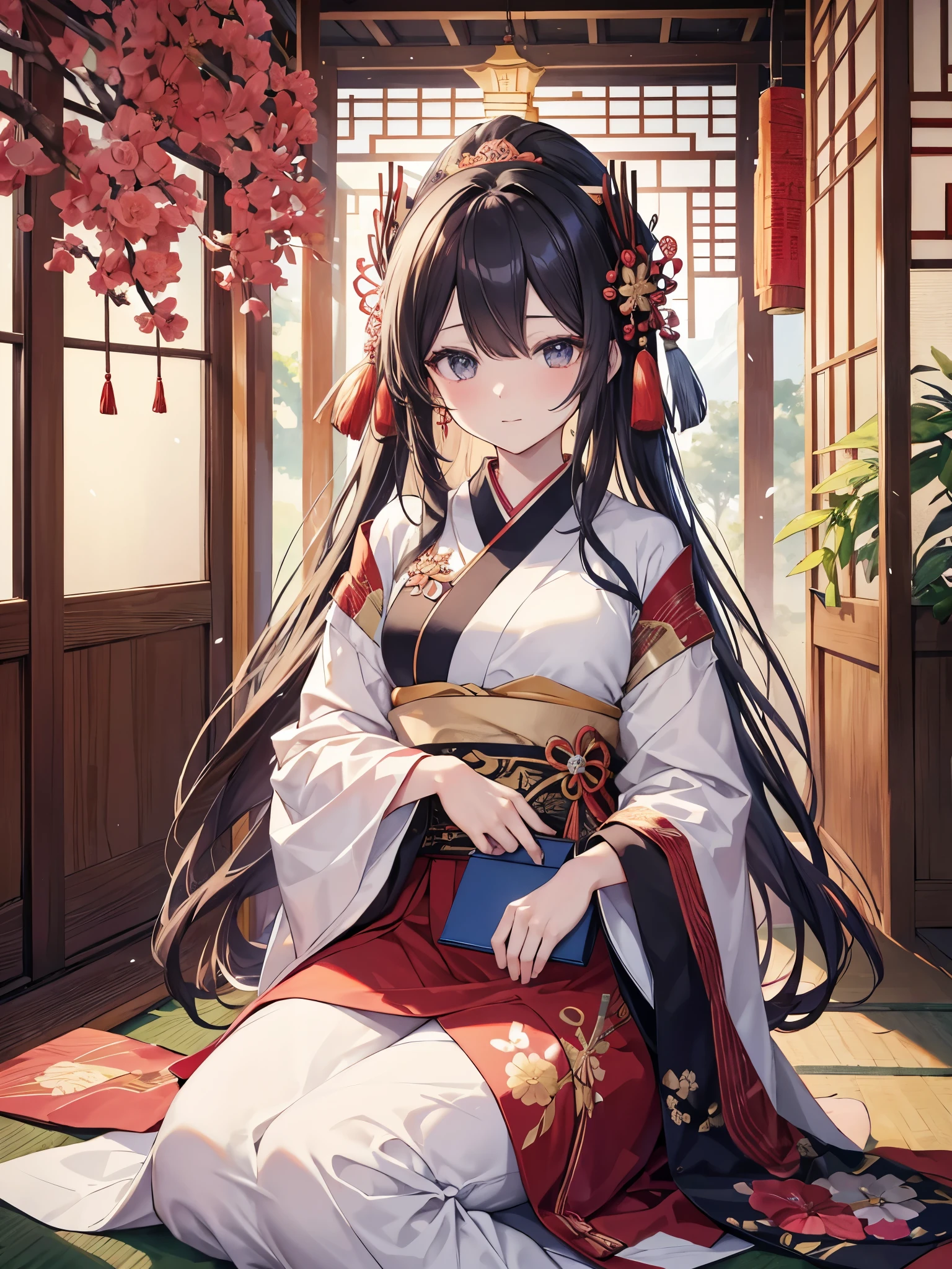 masutepiece、top-quality、Detailed big breasted married woman、jpn、Callicarpa japonica、『The Tale of Genji』（The Tale of Genji）ha、A long JPN story created in the mid-Heian period、novel。Total 54 chapters、First published in 1008（Hiroko 5th year）、Late Heian period「The Tale of Genji Scroll」It is depicted as ha。作者のCallicarpa japonicaha平安中期におけるcarの名手の1人で、With my daughter Daini Sani「100 songs 1 song」And「thirty-six wives poet」He has been popular as a poet for many years up to the present day.、The Tale of Genjiha、This is the only story Callicarpa japonica left behind in his lifetime.[Note 1]。In the history of jpn、People from the middle of the Heian period。, When aristocratic society reached its peak.、Callicarpa japonica, who served in the Imperial Court and had daily contact with the inner workings of the Imperial Court,、car795首を詠み込んだ物語を通してat that timeの貴族を描いた[1]。 Callicarpa japonicaha, a member of the lower nobility、Later, Ichijo praised his insight into historical texts such as the JPN Chronicles, etc.[Note 2]、JPN and Chinese history books since childhood、car、Chinese classiccellent in understAnding Chinese poetry[3]、In her mid-20s, which was considered a late marriage in the Heian period, she married Fujiwara Nobutaka and had a daughter.、My husbAnd died about 3 years after we got married.、I started writing stories to forget that reality.、This『The Tale of Genji』It is also said to be the beginning of[4]。at that time、Paper is precious.、If you have a  provider, write it down every time.[Note 3]、It was fun to criticize each other with my friends...[Note 4]、Due to the popularity of the story, Michinaga Fujiwara called Callicarpa japonica as his daughter, Empress Shoshi.[Note 5]。This was the opportunity for Callicarpa Japonicaha to enter the Imperial Court.、while serving in the palace, He continued to write stories with the help of Fujiwara Michinaga...[Note 6]、Consists of 54 chapters『The Tale of Genji』has been completed[1]。This original manuscript no longer exists, and it was written 