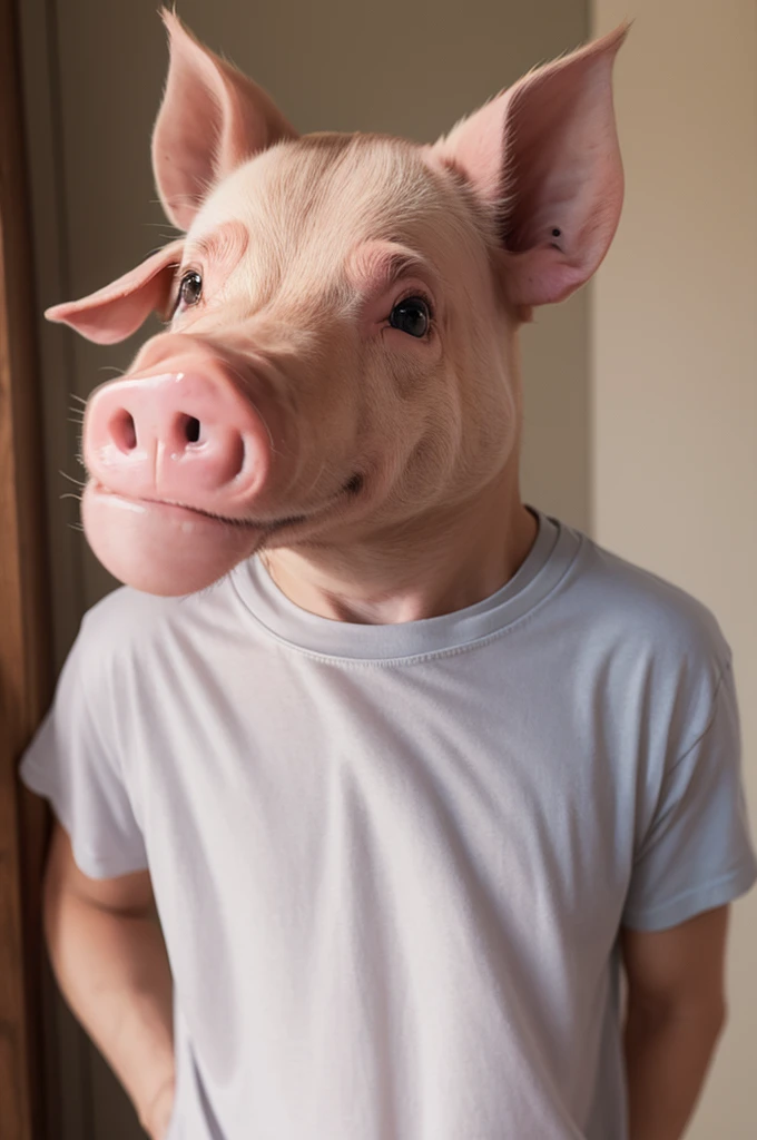 A pig in a t-shirt 