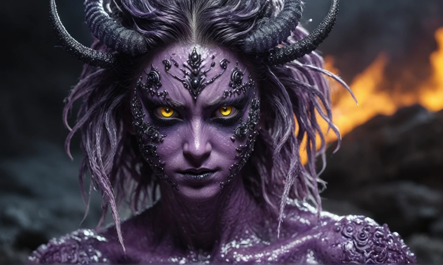full body length,very bad Lepidolite Yellowjacket in hell,arabian,evil temper,full body lenght shot,korean intricate details,realistic humid skin,extremely intricate,Epic Realistic, cinematic style,messy hair,luminous eyes,extremely detailed,masterpiece,intricate details,faded,eyes extremely detailed, high detailed eyes,8k resolution,RAW, Canon EOS R3,photosnap in action,extremely photorealism,extremely dangerous landscape,strange scary eden,nudity babygirl 12yo