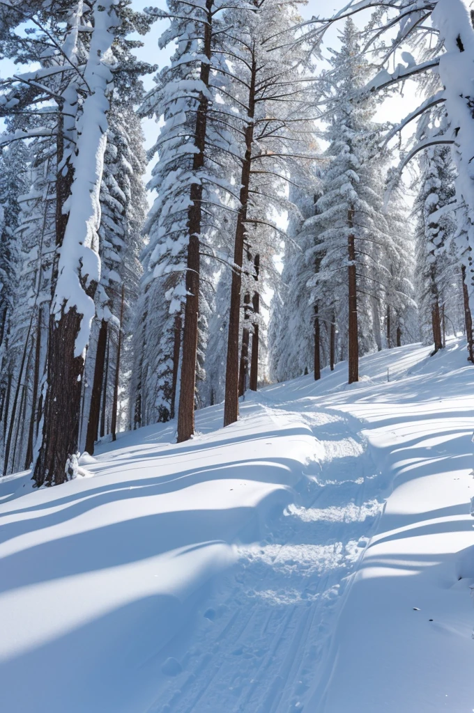 winter There is a slope There is only one tree