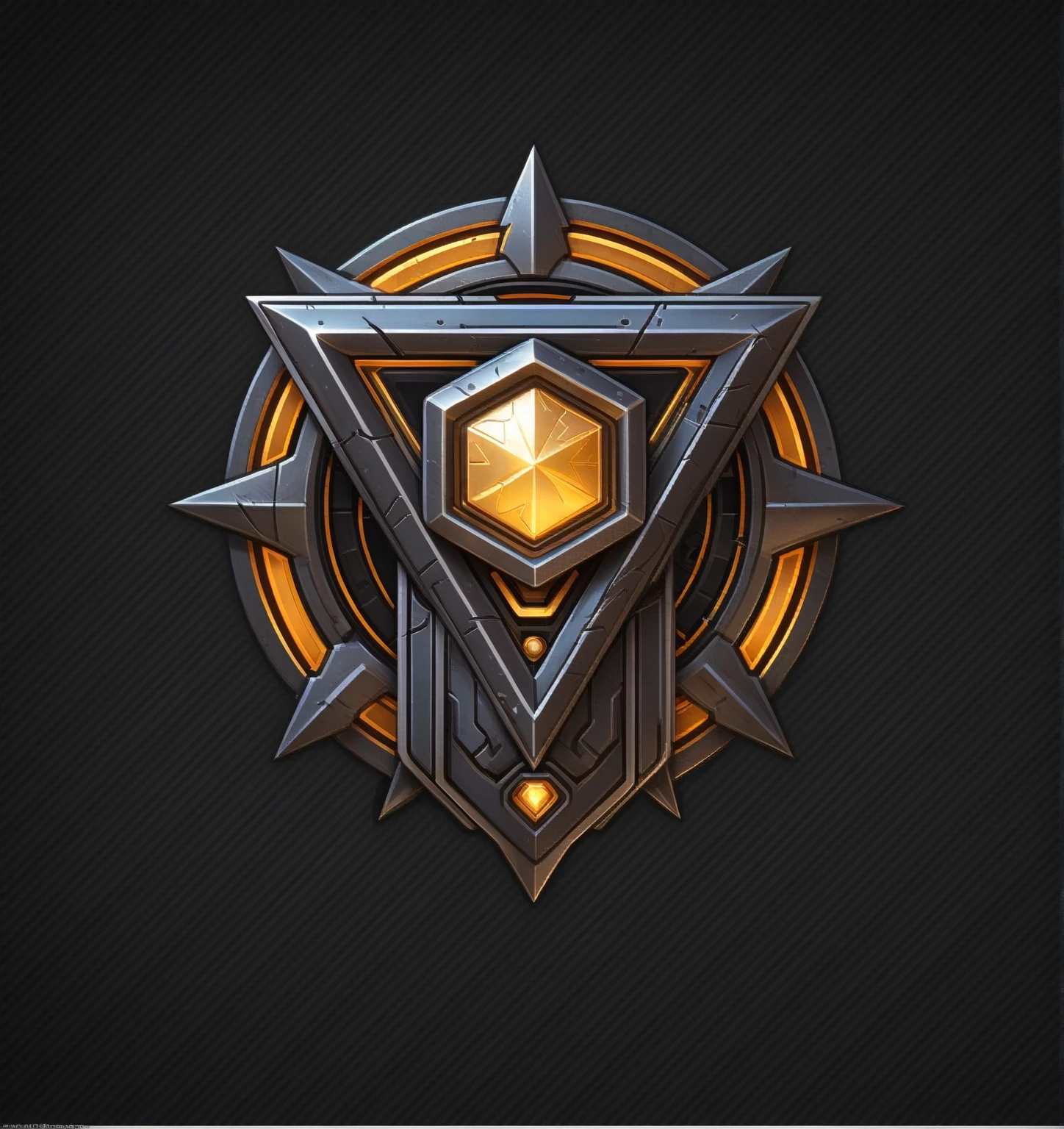 Close-up of a logo with an asterisk, 3d icons for mobile games, Game Icon Assets, Stylized game icons, Stylized cyberpunk minotaur logo, symmetric Concept Art, symmetry标志, symmetry!! Concept Art, sharp metal crest, andrei riabovitchev symmetry, Nikolay Avramov, Maxim Sherkov