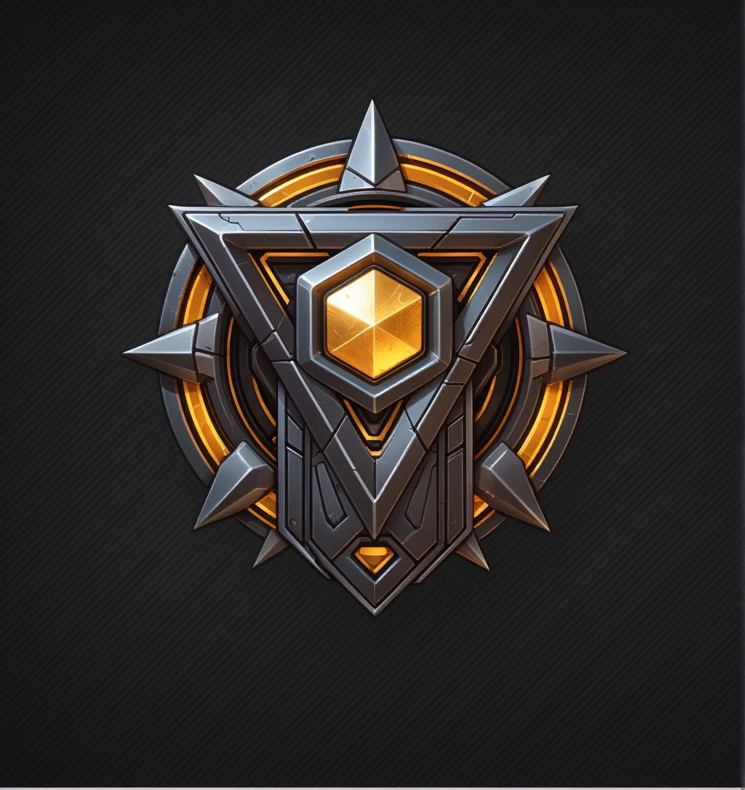 Close-up of a logo with an asterisk, 3d icons for mobile games, Game Icon Assets, Stylized game icons, Stylized cyberpunk minotaur logo, symmetric Concept Art, symmetry标志, symmetry!! Concept Art, sharp metal crest, andrei riabovitchev symmetry, Nikolay Avramov, Maxim Sherkov