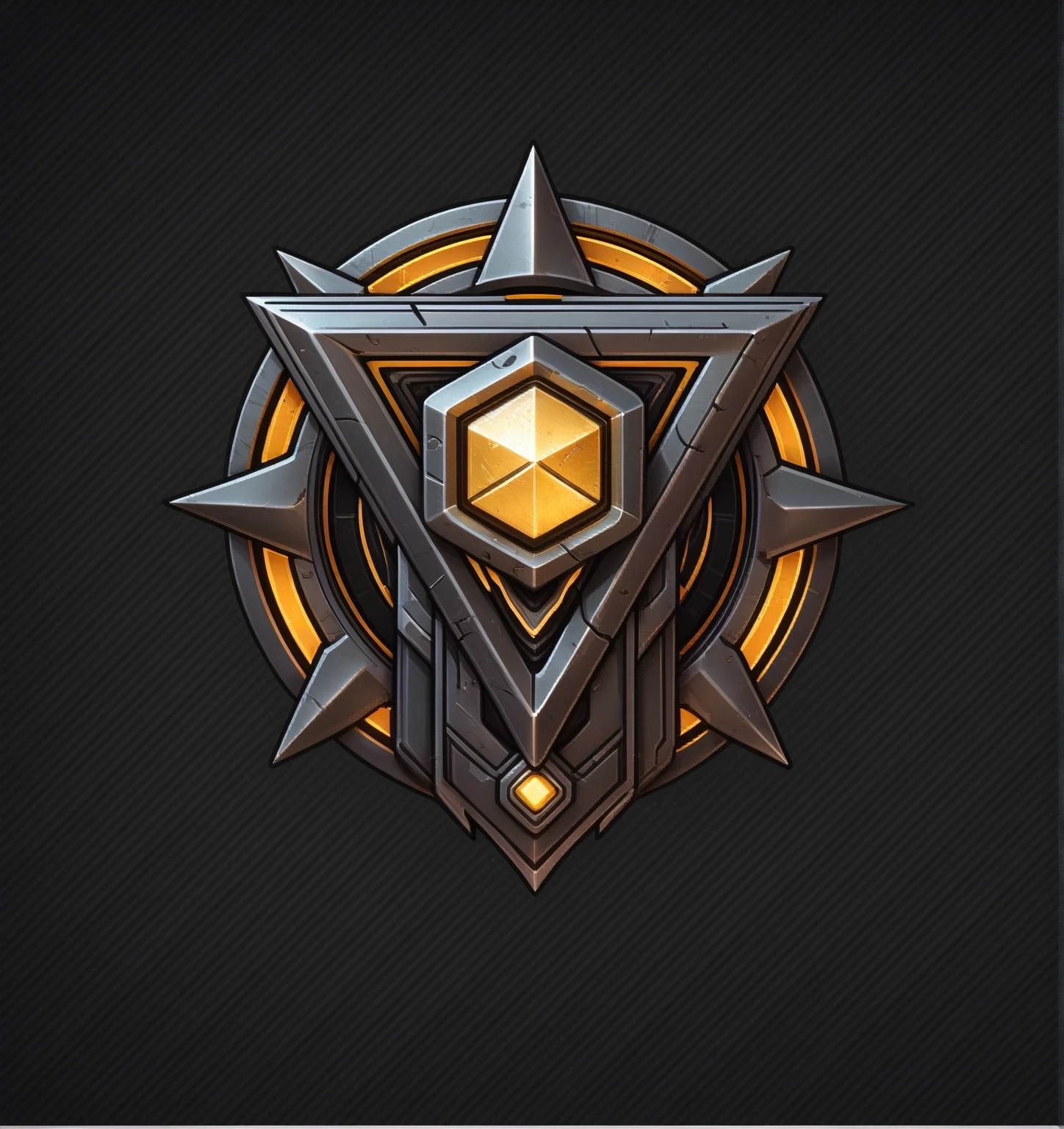 Close-up of a logo with an asterisk, 3d icons for mobile games, Game Icon Assets, Stylized game icons, Stylized cyberpunk minotaur logo, symmetric Concept Art, symmetry标志, symmetry!! Concept Art, sharp metal crest, andrei riabovitchev symmetry, Nikolay Avramov, Maxim Sherkov