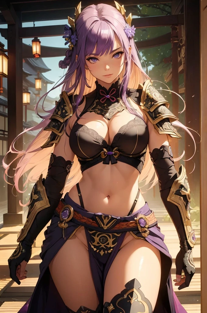 ((1girl, solo)), beautiful body, (perfect anatomy, perfect body, perfect hands, perfect legs), natural proportions, sexy body, large breasts, ((full body, full body front)) BREAK
((extremely detailed face)), (beautiful detailed eyes:1.6), (realistic pupils, realistic iris:1), expressive eyes, looking at viewer, (clear eyes:1.3), (hyperrealistic:1.2), (detailed skin texture:1.2), smooth skin, raiden shogun, (purple hair:1.5), (purple eyes), long hair, very long hair, braid, ((braided ponytail)), bangs, parted bangs, hair ornament, hair tie, ((mature female)), ((little smile)), (detailed lips:1.2), (attractive lips:1.1), (glossy lips:1.1), (parted lips), perfect face, perfect eyes BREAK
(revealing clothes:1.5), (japanese armor:1.5), (samurai armor), (groin:1.5), (((highleg))), bikini armor, pelvic curtain, partially visible vulva BREAK
(masterpiece:1.5), anime-style, top quality, best quality, (beautiful and aesthetic:1.2), (ultra detail:1.5), Ultra-detailed depiction, Ultra-precise depiction, extremely detailed 8k illustration, high resolution, (highly detailed shading:1.2), (realistic lighting:1.4), perfect lighting, vibrant colors, dynamic tones, striking hues, 8k, absurd resolution, perfect shadows, hdr, UHD, ambient lighting, realistic, ultra-realistic, photo realistic, highly detailed, rich detail, luminous colors, fine texture, intricate design, professional illustration, (soft light:1.2), (illustration:0.7)