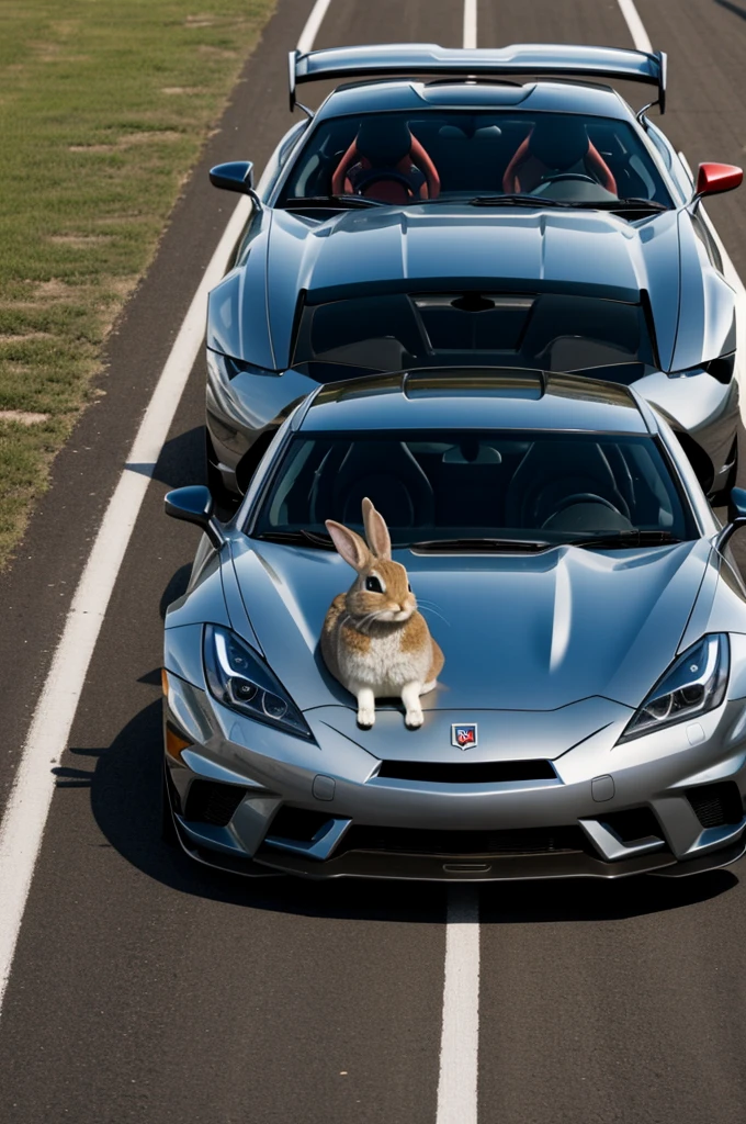 Rabbit drives a sports car
