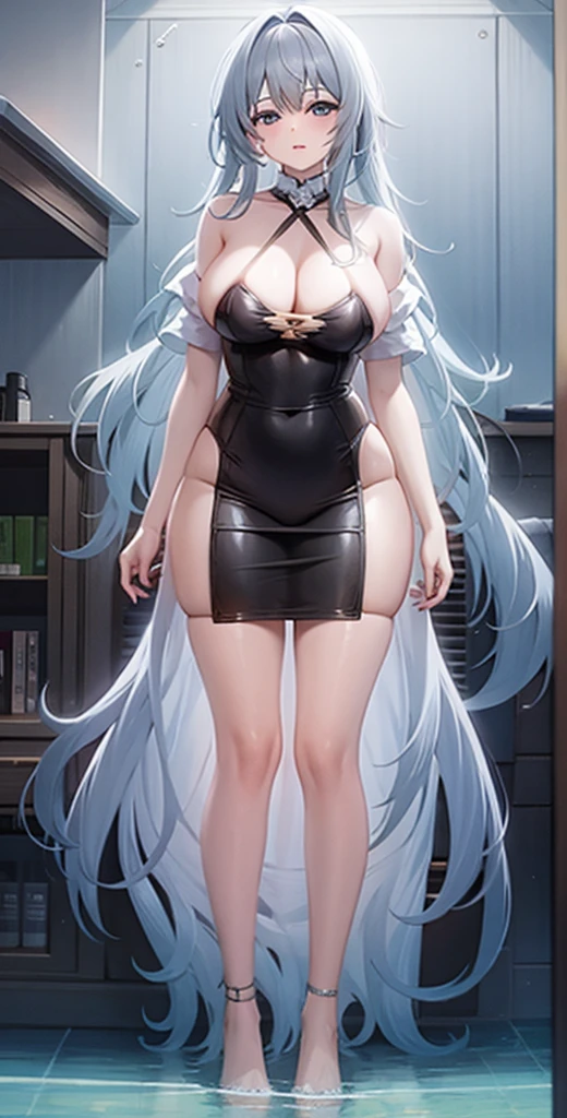 girl,Large Breasts,long hair,Topless,Bow,