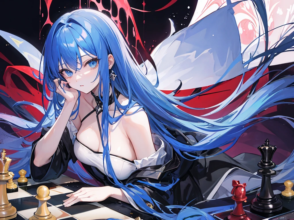 Crazy Chess Player　Long blue hair　Man of Beauty