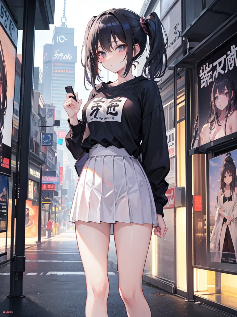 work of art, best qualityer, HuTaoV4, 1 girl, standing alone, blush, twintails, medium hair, hair between the eyes, ((Short urban clothes)), citys, plein-air, natta, movie poster, 8K extremamente detalhado, Soft, high resolution, ultra quality, cinematic lighting, ambient occlusion, High definition, 2k, 4K, 8K, 16K, extremely detailed anime, detailed faces, perfect composition, wide plan, atmospheric lighting, very sexy, lift skirt, random lumbar angle, no censure, nsfw, no censure, too sexy, clear hair