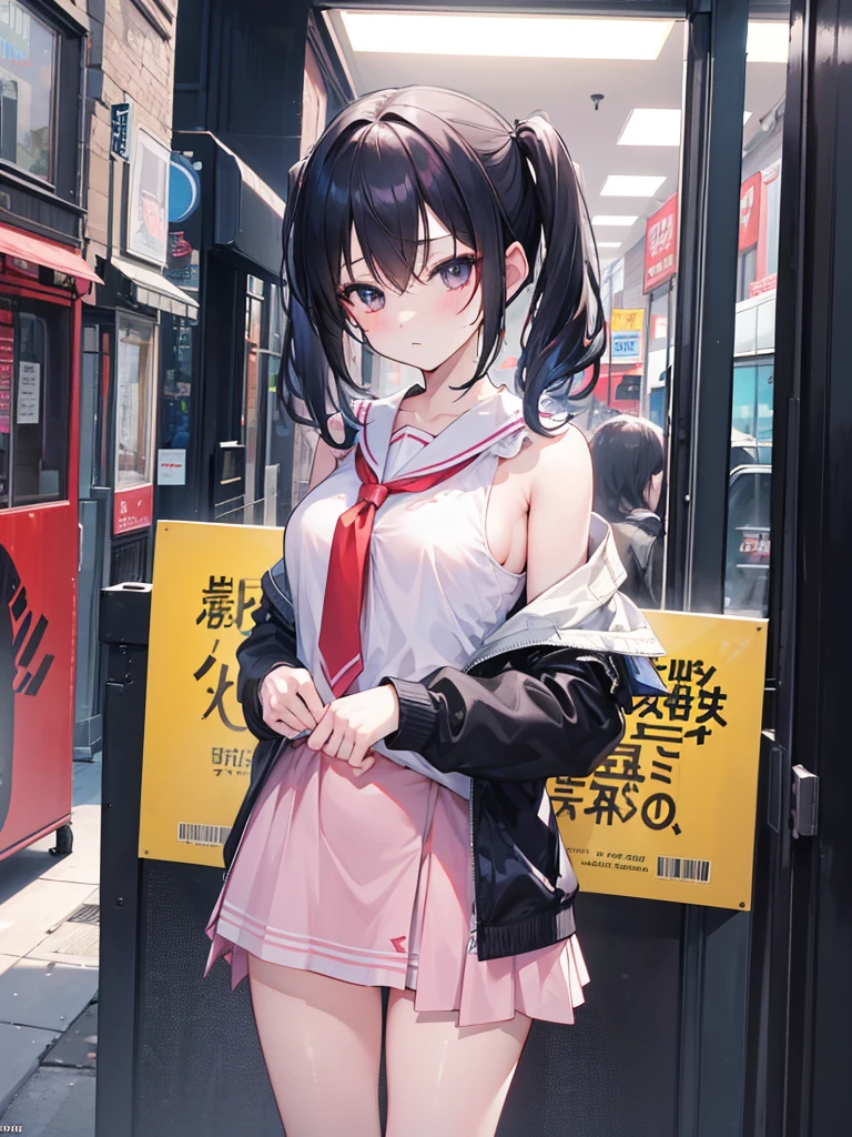 work of art, best qualityer, HuTaoV4, 1 girl, standing alone, blush, twintails, medium hair, hair between the eyes, ((Short urban clothes)), citys, plein-air, natta, movie poster, 8K extremamente detalhado, Soft, high resolution, ultra quality, cinematic lighting, ambient occlusion, High definition, 2k, 4K, 8K, 16K, extremely detailed anime, detailed faces, perfect composition, wide plan, atmospheric lighting, very sexy, lift skirt, random lumbar angle, no censure, nsfw, no censure, too sexy, clear hair