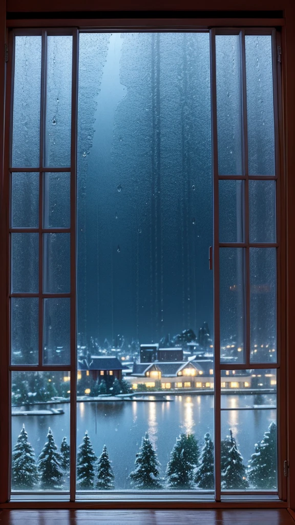 Rainy scenery seen from the window　Night view