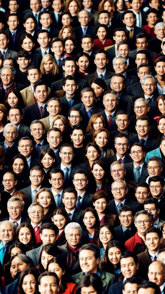 Make 4 pictures of a crowd of people