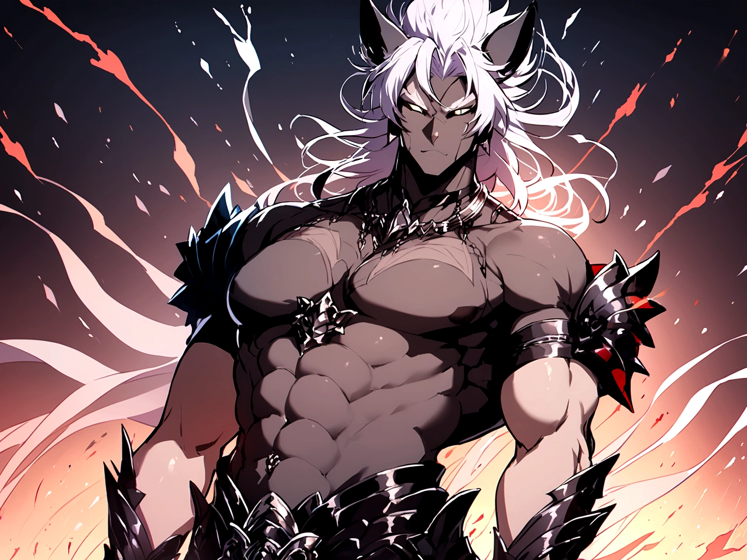 Add canine tusk, large sexy male/man