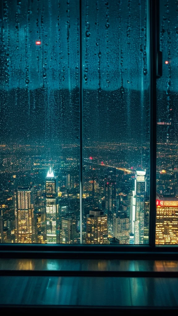 Rainy scenery seen from the window　Night view
