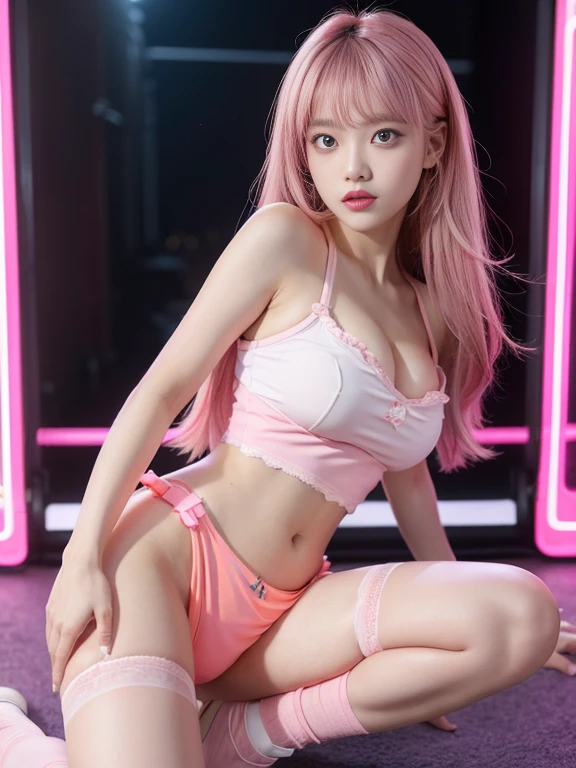 (panty shot :1.3),(pinkの髪 :1.3),(Ultra HD:1.5、super high quality:1.5、photograph:1.3)、girl,(1 Sister),((Buatigarh)), (Underbust:1.4),Large saggy breasts,long empty hair:1.35,Complexヘアスタイル)),(((neon_pink_eye:1.3))),Complexeye,Beautiful and exquisite'eye,対称的なeye)),(Spider's underbelly,Willow West,Wide Hips,Athletic build,inflatable legs,Detailed body), Cute big breasts,In,((((cropped hoodie,)))), (Dynamic Pose:1.0),Concentration only,Embarrassing,(Located In center,Scale to fit dimensions,Three-part method), Cyberpunk city on the waterfront at night, landscape:1.25,at night, Star Night, Cosmos,Pitch Black Night,neonライトは特にeyeを引く., 非常に明るいneonライト,at night, Star Night, Cosmos, 芸術photograph,(SLDR撮影のphotograph),High resolution, Focus Sharpening,(Super detailed, Highly detailed nipples), (Realistic artwork:1.37),(8K wallpapers incorporating highly detailed CG),((Complex Wave Background Theme)),(((colorful))),Complex,(Complex背景),(masterpiece),(Highest quality),Perfect Face,Perfect Faceのディテール,Realistic Face,Shoot the real thing,Analog Style,((Complex詳細)),(((Now))),