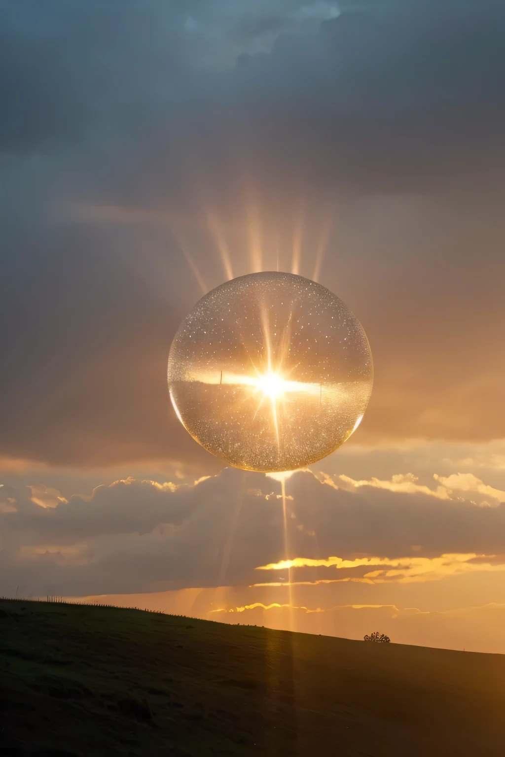 Light pours down from the heavens like tiny soap bubbles