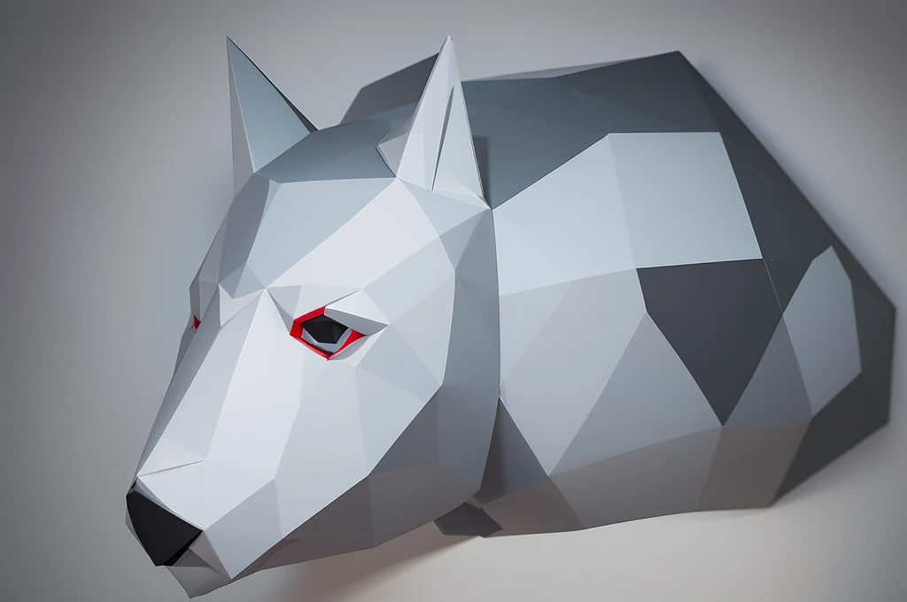 there is a paper rhino head on a wall with a colorful background, 由 Andrée Ruellan 制作的Low Poly渲染, Popular on polycount, Cubism, 纸工艺Low Poly, rhinoceros 3d, Paper Art, Polygonal Art, Paper plastic art, 数字哑光黑Paper Art术, Low Poly, Low Poly, rhino