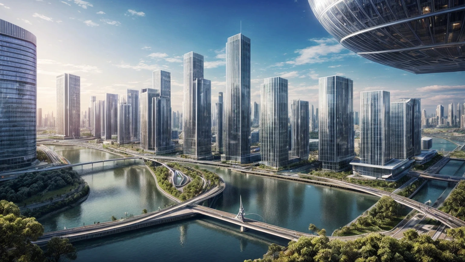 (Best quality,4K,8K,A high resolution,Masterpiece:1.2),Ultra-detailed,(Realistic,Photorealistic,photo-realistic:1.37),Futuristic floating city,Futuristic technology,Huge urban high-tech tablet platform,Airship,Floating in the sky,Futuristic city,Small airships around,High-tech hemispherical platform,Colorful lights,Advanced architecture,modernn architecture,skyscrapper,Access the cloud,Scenic beauty,view over city,Impressive design,Blend seamlessly with nature,energetic and vibrant atmosphere,Futuristic transportation system,Parking is suspended,Transparent path,Lush greenery,Sky gardens,cascading waterfalls,Magnificent skyline,reflections on the water,Sparkling river,Architectural innovation,futuristic skyscrapers,Transparent dome,The shape of the building is unusual,Elevated walkway,Impressive skyline,Glowing lights,Futuristic technology,Minimalist design,Scenic spots,Panoramic view,Cloud Piercing Tower,Vibrant colors,epic sunrise,epic sunset,Dazzling light display,magical ambiance,The future city,Urban Utopia,LuxuryLifestyle,Innovative energy,sustainable development,Smart city technology,Advanced infrastructure,Tranquil atmosphere,Nature and technology live in harmony,Awesome cityscape,Unprecedented urban planning,Architecture connects seamlessly with nature,High-tech metropolis,A cutting-edge engineering marvel,The future of urban living,Visionary architectural concept,Energy-efficient buildings,Harmony with the environment,A city floating above the clouds,Utopian dreams become reality,The possibilities are endless,State-of-the-art transportation network,Green energy integration,Innovative materials,Impressive holographic display,Advanced communication system,Breathtaking aerial view,Quiet and peaceful environment,Modernist aesthetics,Ethereal beauty