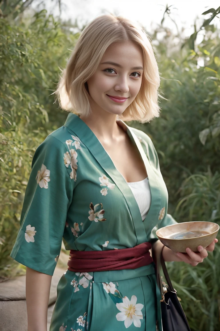 High Resolution, masterpiece, 1girl, alone, best quality, realistic,
blond hair, short hair, ((Beautiful breasts)), sexy abs
(Pose: The woman is standing outdoors, holding a bowl of green tea dessert with one hand and a spoon in the other, ready to take a bite. She is slightly angled towards the camera, giving a candid and natural look.)
(Angle: The angle is a mid-shot, focusing on her upper body and capturing the background details of a traditional Japanese street. The lighting is soft and natural, highlighting her and the surroundings beautifully.)
(Expression: She has a pleasant and slightly surprised expression, with her mouth slightly open as she looks at the camera. Her expression adds a sense of spontaneity and charm to the scene.)
(Outfit: The woman is dressed in a beautiful floral-patterned yukata (a casual summer kimono), with a green obi (belt) tied around her waist. She carries a matching green kinchaku (traditional Japanese drawstring bag), complementing her outfit and adding to the authenticity of the scene.)
((Beautiful breasts)), BIG ASS, Thigh gap (sexy woman), (20 age old), evil smile , aroused, gros seins couverts, regard magnifique, cheveux blonds, 25 ans, jeune femme 4K, HDR. (James C. Christensen:1.2|Jeremy Lipking:1.1), fit, sporty, Amazonian structure, muscular physique, Muscular arms, erotic beautiful body of a queen,
(Dynamic camera:1.2), (masterpiece), (best quality:1.2), Intricate detailing, Skin deepening,
(Very detailed skin:1.2), shadows, contrast, cinematic lights ultra high resolution, Kodak vision colors, extremadamente detallado, Realistic, maximum details, real life, fotorrealismo, 8K UHD, 4K, ultra-detailed,