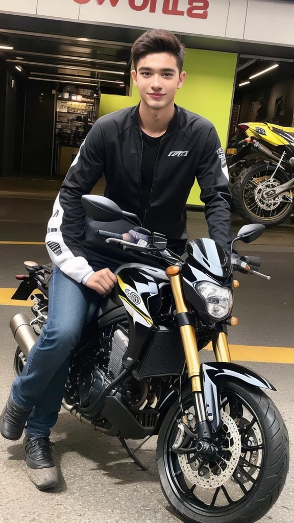 young man on mt 03 motorcycles 8K,best quality, ultra high resolution, insta story, man on motorbike, shot with iphone camera