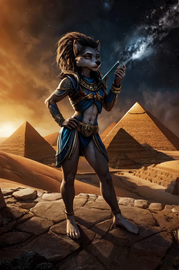 (((Barefoot furry character, full body, cinematic setting, furry male, plantigrade)))
See the earth at the peak of it's glory -
Days that are long gone.
The greatest empire of the ancient times
Behold the light so bright it s your eyes!
((Atlantis!))
Ancestor of Mankind
Those who have united
The earth under One Name
See the greatest city stand
In Anabiosis
What has once ruled all the world -
Mighty Poseidonis!
The great ((pyramids)) in place
Shelter us from danger,
We send ships to distant worlds,
Fearing not their anger.
BREAK, ((science-fiction scenery)), hitech civilization, intricate details, highly detailed, extreme detail, octane render, fine art, best quality, highres, (detailed face:1.5), ((full_body)), respecting golden ratio, UHD, (((perfect hands))), low light