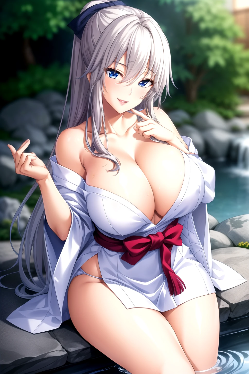 Perfect hands, Clear fingers, Perfect fingers,full hand,Japanese clothing,Hot Spring Background, 1 girl,20 years old, Young women,Fair Finger,Fair long legs,Fair Body,Fair Nose,Fair character design, Perfect eyes, perfect Face,Expressive eyes, Looking at the audience,(lead_Body),(Focus on her Face), Official Art,Extremely detailed CG unity 8k wallpaper, Perfect Lighting,rich and colorful, bright_front_Face_Light,Light skin, (masterpiece:1.0),(最OK_quality:1.0), Ultra-high resolution,4K,Very detailed, photography, 8K, Human Development Report, high resolution, absurd:1.2, Kodak Portrait 400, Film Grain, Blurred background, Bokeh:1.2, Lens Light Halo, (Full of energy_color:1.2) (Fair,Target_Chest:1.3), (Fair_Face:1.5),(narrow_waist),happy,Smile,Japanese clothing, Bathrobe,Hot Spring Background,Off-shoulder,clavicle,Perfect hands, Clear fingers, Perfect fingers,full hand