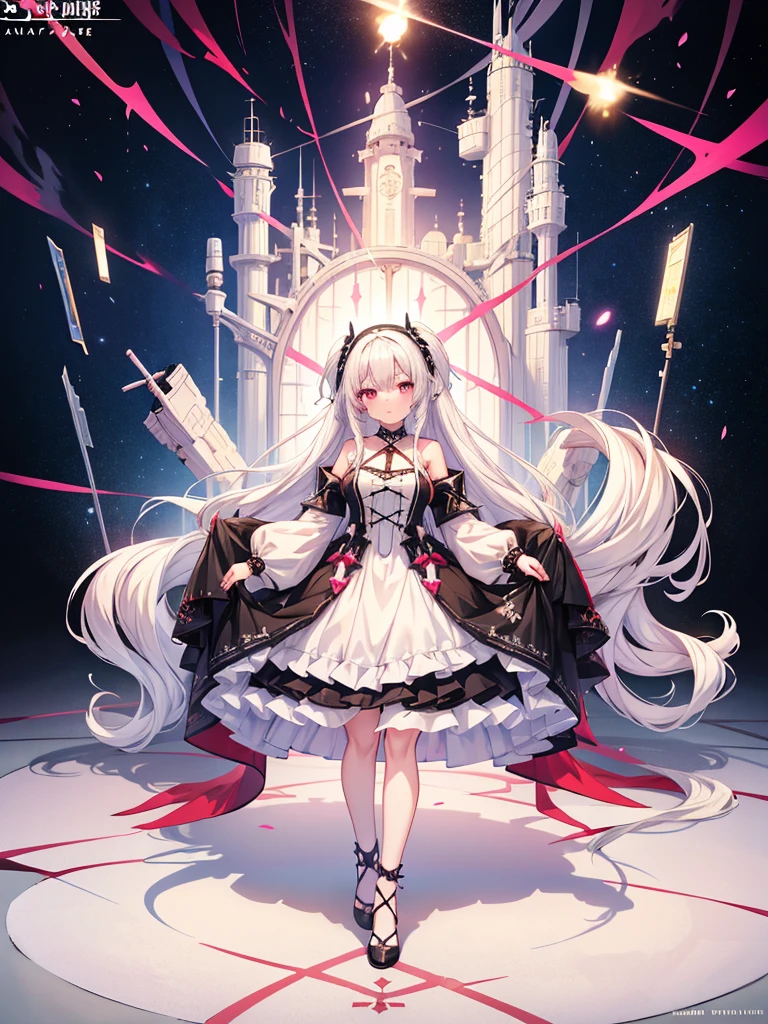 anime girl with long white hair and black dress posing on a pink carpet, in dress, azur lane style, from girls frontline, characters from azur lane, white haired deity, from the azur lane videogame, cute anime waifu in a nice dress, cushart krenz key art feminine, fine details. girls frontline