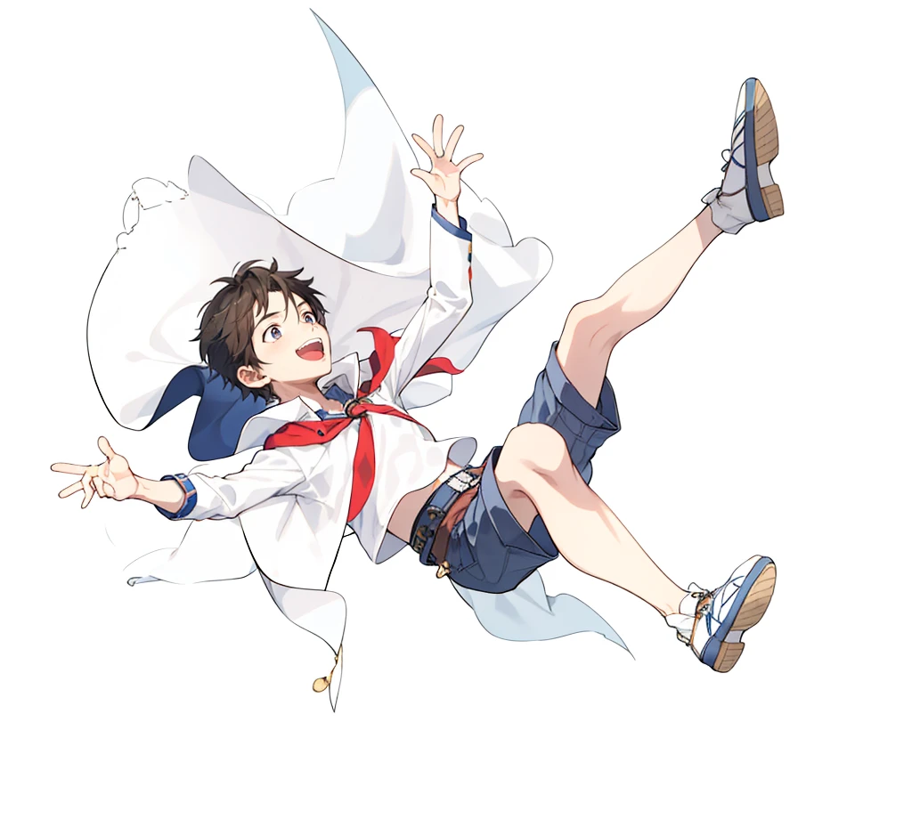 1 boy, 24 years old, cape, bermuda shorts,
