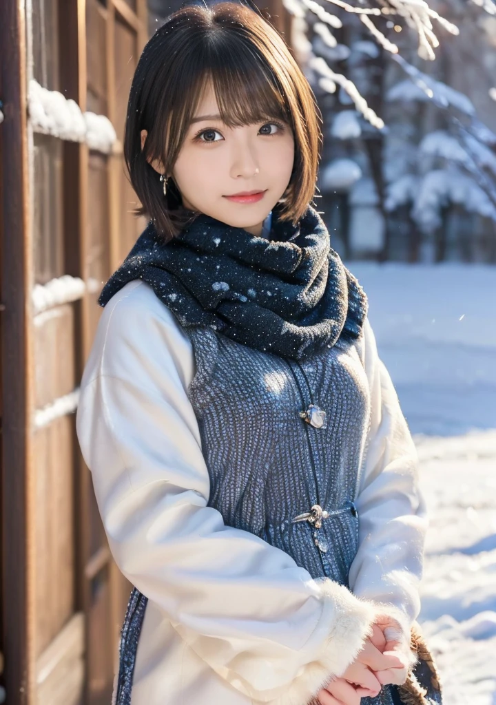 Blue Eyes、Holding a kitten、Photo from the waist up、Night city illumination shot、Cowgirl Shot、Fur coat、豪華なグレーのミンクのFur coat、Wear fine leather boots、Luxury Bags、Inner turtleneck、Silver necklace and small silver earrings Millionaire style:1.4))、Full body photo、smile、 Caustics、Highly detailed photos、Very beautiful woman 、Ample breasts、No makeup、(8K、RAW Photos、Highest quality、masterpiece:1.2)、(Realistic、Realistic)、1 Girl、((Medium Short Hair、Midwinter、Cold region Snow falling、The wind is blowing、Fluttering Hair、Blur the background、Colorful illuminations、Looking into the camera:1.4))、