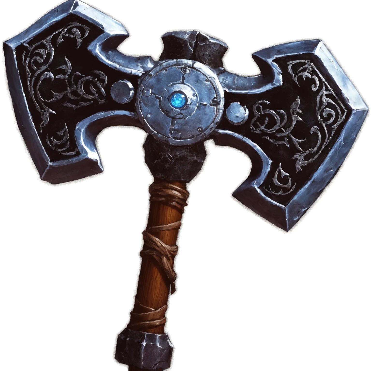 Close up of a large metal axe with a metal handle, Mjolnir, thors hammer, Axe element, World of Warcraft Blizzard Weapon Art, Dwarven weapons, Warhammer, Fantasy RPG Weapon Art, epic Fantasy weapons art, Fantasy weapons, RPG item rendering, Tomahawk, 3 d hammer modeling, Tomahawk, Hammer Weapon, Hearthstone Weapon Art