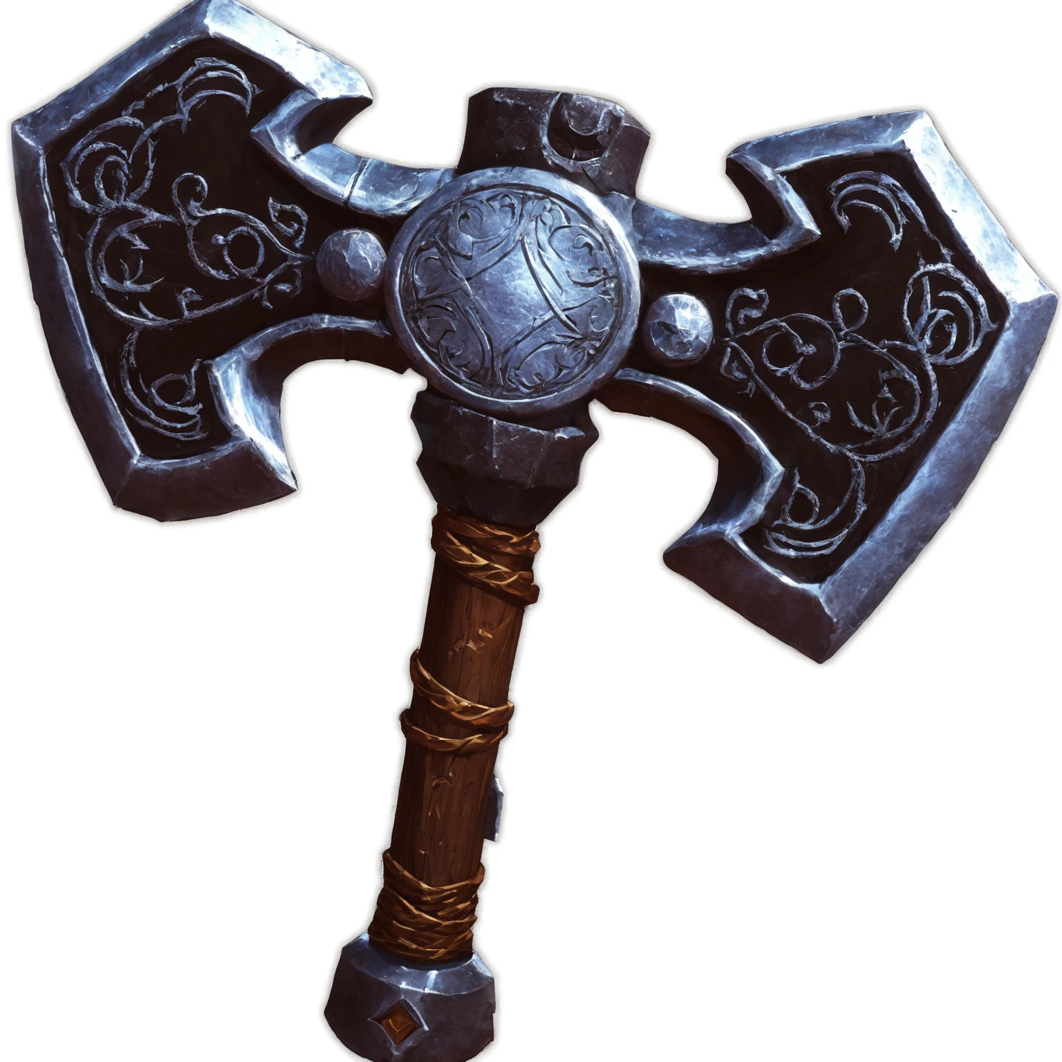 Close up of a large metal axe with a metal handle, Mjolnir, thors hammer, Axe element, World of Warcraft Blizzard Weapon Art, Dwarven weapons, Warhammer, Fantasy RPG Weapon Art, epic Fantasy weapons art, Fantasy weapons, RPG item rendering, Tomahawk, 3 d hammer modeling, Tomahawk, Hammer Weapon, Hearthstone Weapon Art
