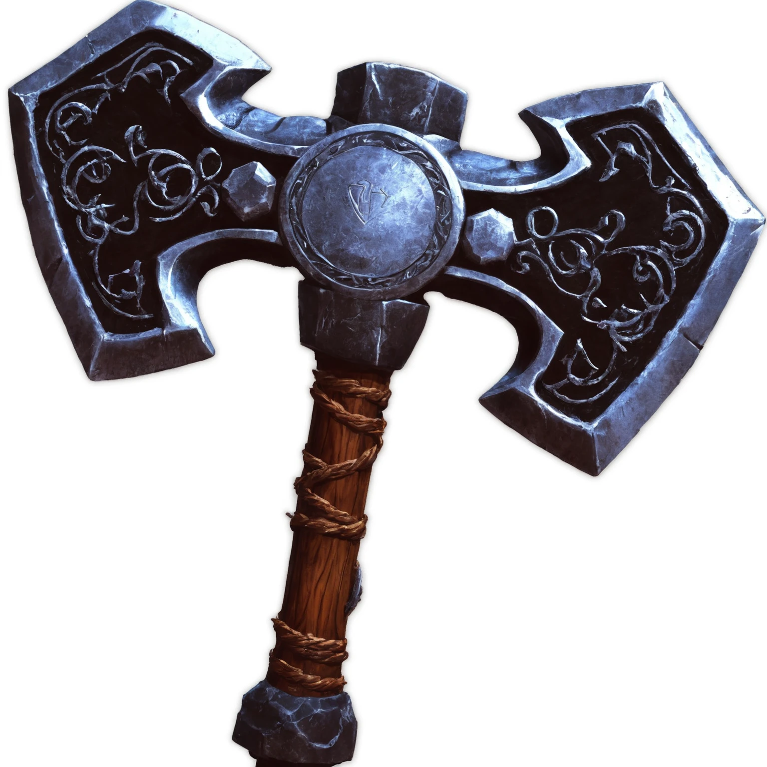 Close up of a large metal axe with a metal handle, Mjolnir, thors hammer, Axe element, World of Warcraft Blizzard Weapon Art, Dwarven weapons, Warhammer, Fantasy RPG Weapon Art, epic Fantasy weapons art, Fantasy weapons, RPG item rendering, Tomahawk, 3 d hammer modeling, Tomahawk, Hammer Weapon, Hearthstone Weapon Art