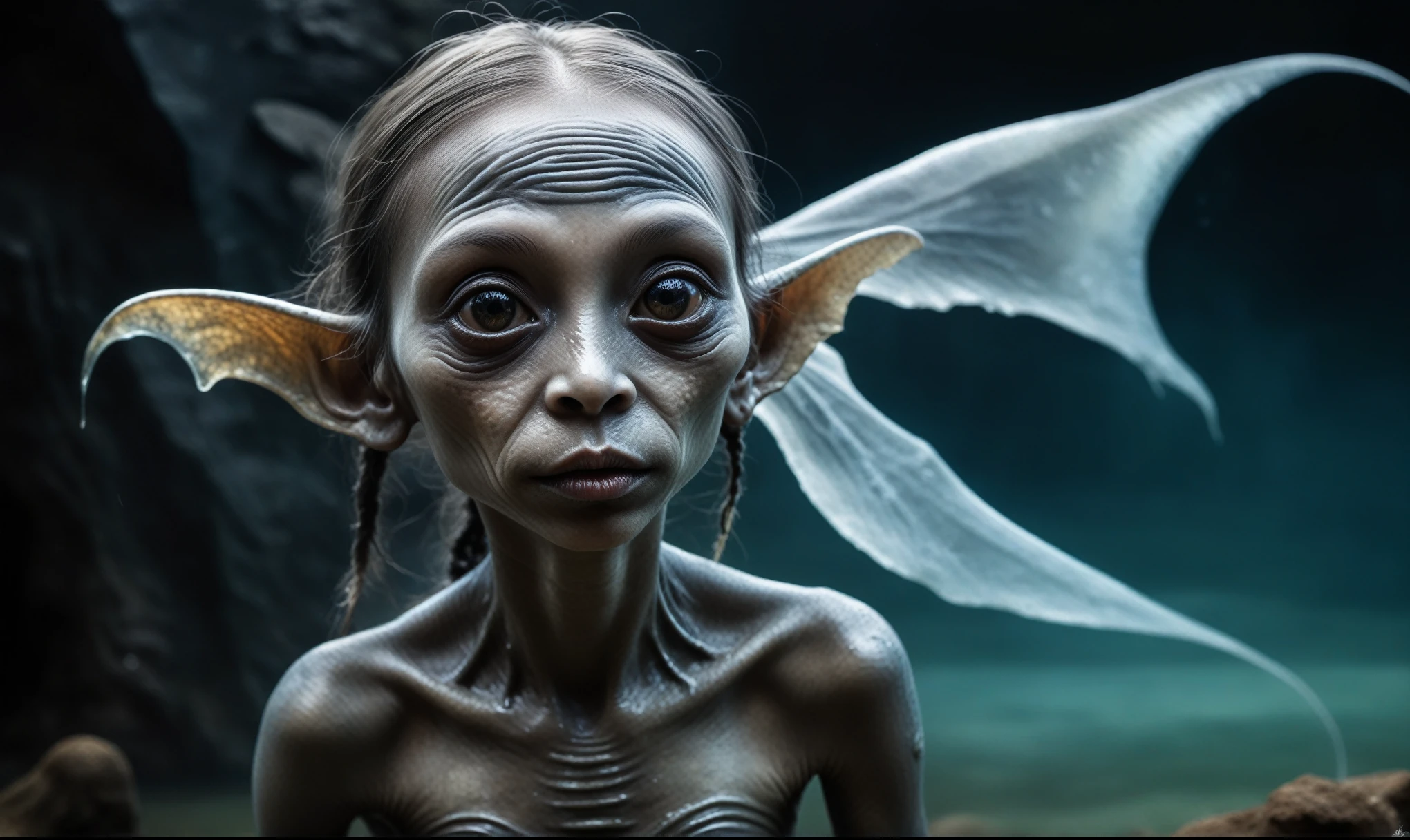 full body length shot,beggar deepest niobium Manganite The Alien Entity,native italian babychild, wants eat,survival in criminal city of future, Technicolor,natural skin textures, hyper realism, hyper detailed,Extremely detailed,High contrast,Masterpiece,Realistic,Ultra Detailed, intricate details,realistic humid leather,extremly intricate,Epic Realistic, cinematic style,irina yermolova,high contrast,hdr,extremely detailed, deep night landscape,masterpiece,intricate details,faded,eyes extremely detailed, high detailed eyes,8k resolution,RAW,retina, Nikon Z9,China,orc,Li River in Guangxi Zhuang of China,tkt style, pointed ears，perfect, Elf，transition between two art styles, Ink painting to photorealism, Double contact, X-ray, Creative, vivid light, masterpiece, fantasy, Abstract, Surrealism, super detailed, high resolution, stop:35;(((creature with a spectral and ghostly appearance)). Her skin is pale, almost translucent. His eyes shine with a bluish glow, he wears dark, torn clothes that float around him, as if permeated by an aura of mourning. Its appearance is complemented by details such  symbols of mourning and gothic elements, further emphasizing its dark air. is portrayed as a haunted and tormented entity,{creature}
