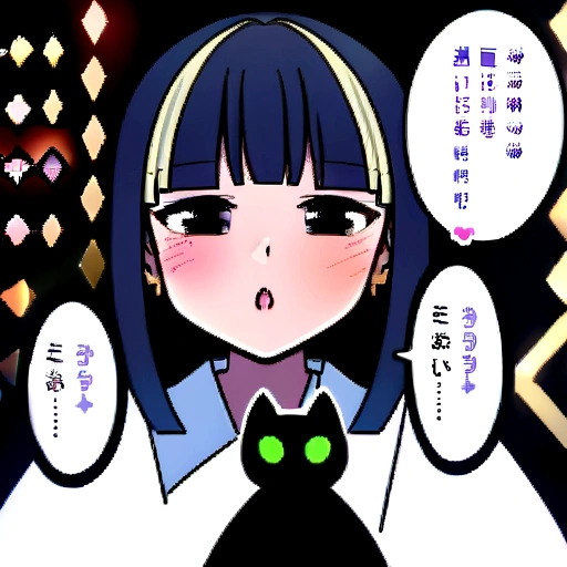 Temple at night、A zashiki-warashi girl wearing an old kimono、Standing Alone、Black cats snuggling together、I can't see your face、
