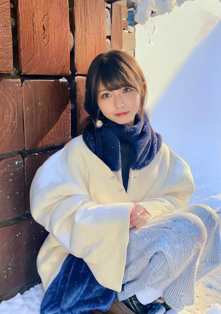 Blue Eyes、Holding a kitten、Photo from the waist up、Night city illumination shot、Cowgirl Shot、Fur coat、豪華なグレーのミンクのFur coat、Wear fine leather boots、Luxury Bags、Inner turtleneck、Silver necklace and small silver earrings Millionaire style:1.4))、Full body photo、smile、 Caustics、Highly detailed photos、Very beautiful woman 、Ample breasts、No makeup、(8K、RAW Photos、Highest quality、masterpiece:1.2)、(Realistic、Realistic)、1 Girl、((Medium Short Hair、Midwinter、Cold region Snow falling、The wind is blowing、Fluttering Hair、Blur the background、Colorful illuminations、Looking into the camera:1.4))、