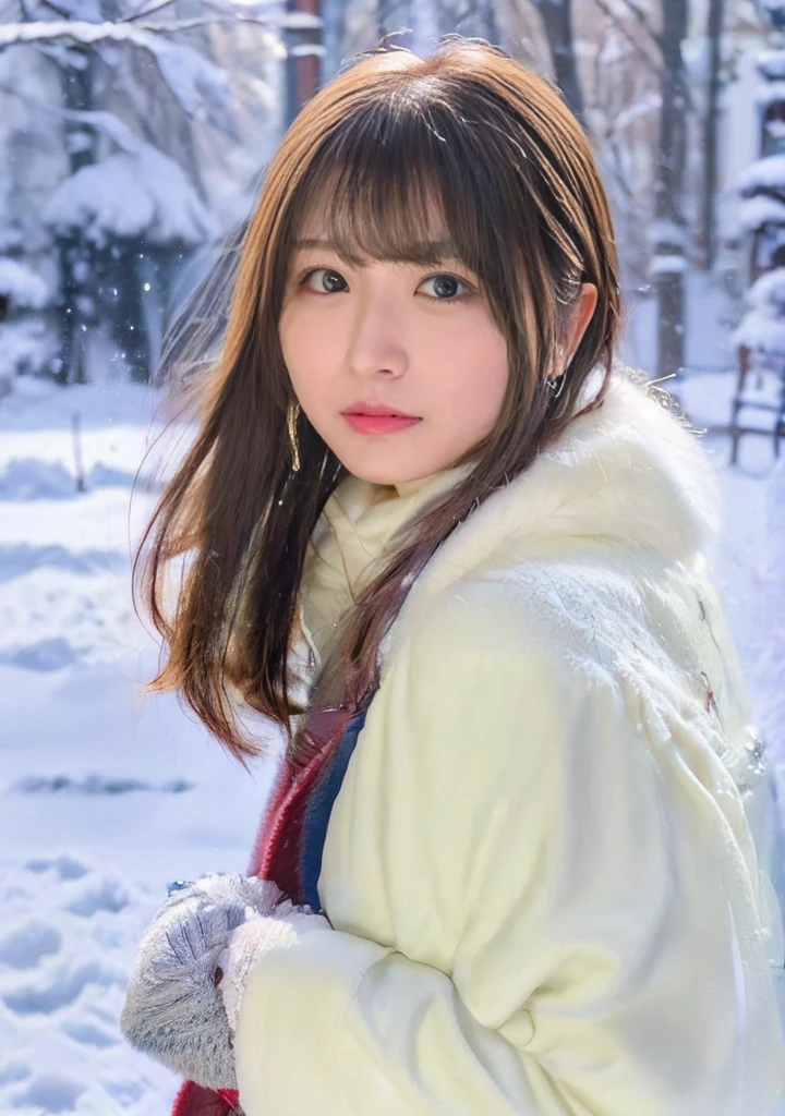 Blue Eyes、Holding a kitten、Photo from the waist up、Night city illumination shot、Cowgirl Shot、Fur coat、豪華なグレーのミンクのFur coat、Wear fine leather boots、Luxury Bags、Inner turtleneck、Silver necklace and small silver earrings Millionaire style:1.4））、Full body photo、smile、 Caustics、Highly detailed photos、Very beautiful woman 、Ample breasts、No makeup、(8K、RAW Photos、Highest quality、masterpiece:1.2)、(Realistic、Realistic)、1 Girl、((Medium Short Hair、Midwinter、Cold region Snow falling、The wind is blowing、Fluttering Hair、Blur the background、Colorful illuminations、Looking into the camera:1.4))、
