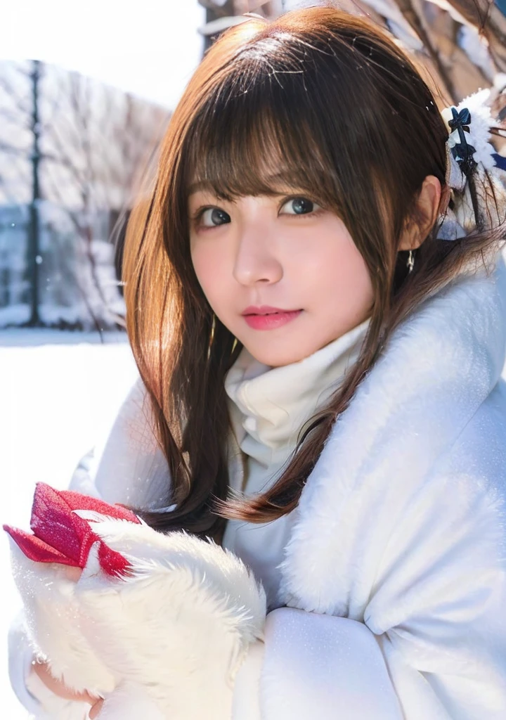 Blue Eyes、Holding a kitten、Photo from the waist up、Night city illumination shot、Cowgirl Shot、Fur coat、豪華なグレーのミンクのFur coat、Wear fine leather boots、Luxury Bags、Inner turtleneck、Silver necklace and small silver earrings Millionaire style:1.4))、Full body photo、smile、 Caustics、Highly detailed photos、Very beautiful woman 、Ample breasts、No makeup、(8K、RAW Photos、Highest quality、masterpiece:1.2)、(Realistic、Realistic)、1 Girl、((Medium Short Hair、Midwinter、Cold region Snow falling、The wind is blowing、Fluttering Hair、Blur the background、Colorful illuminations、Looking into the camera:1.4))、