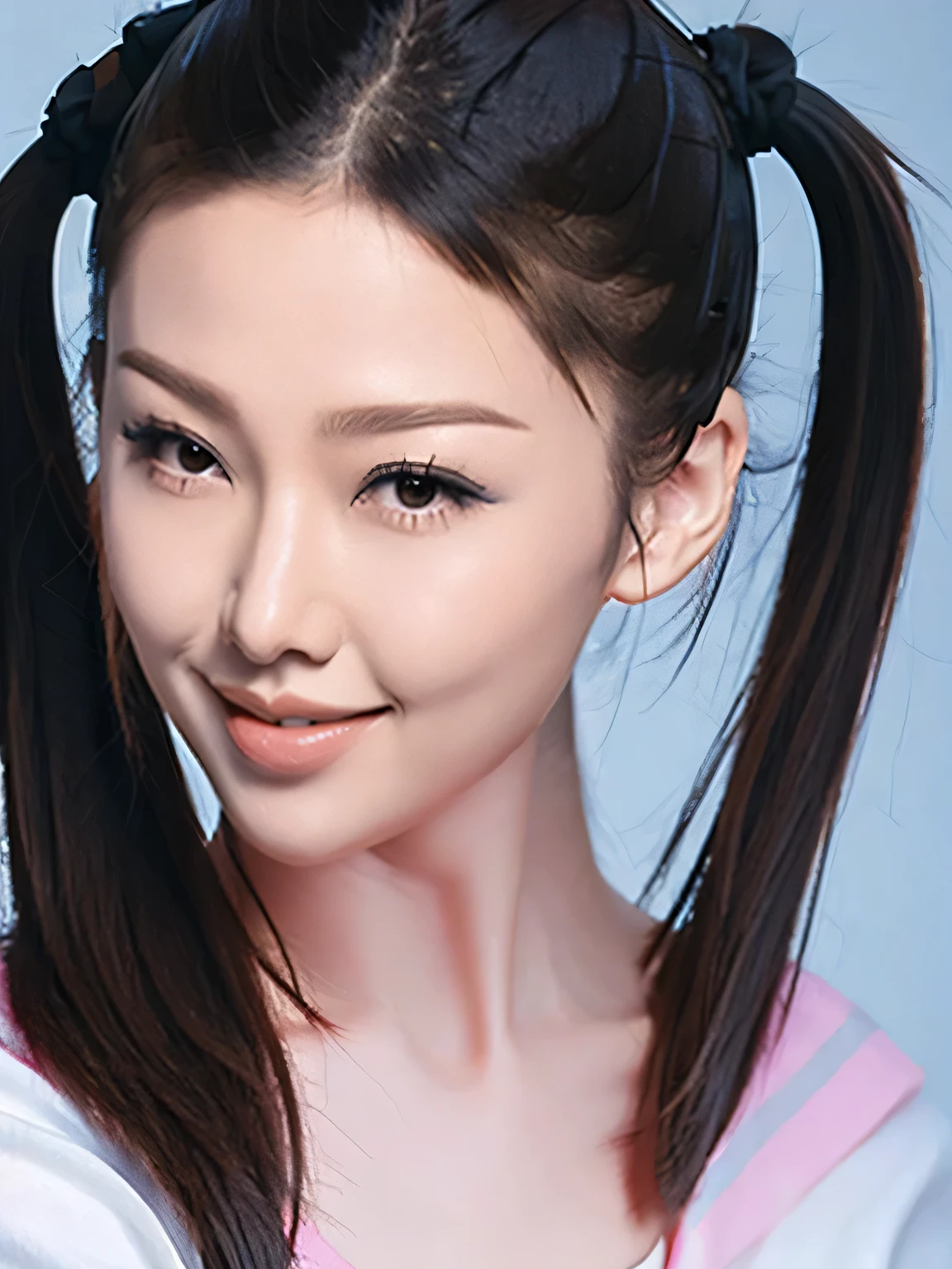 Twin ponytail girl，Head close-up，Girl with Double ponytail hairstyle，(((((Double ponytail hairstyle)))))，Ink art anime loli, Anime style 4 k, Smooth anime CG art, Anime style. 8K, Detailed digital anime art, Beautiful anime girl, 4k anime wallpaper, , 8K high quality detailed art, artwork in the style of guweiz, Cute girl anime visual