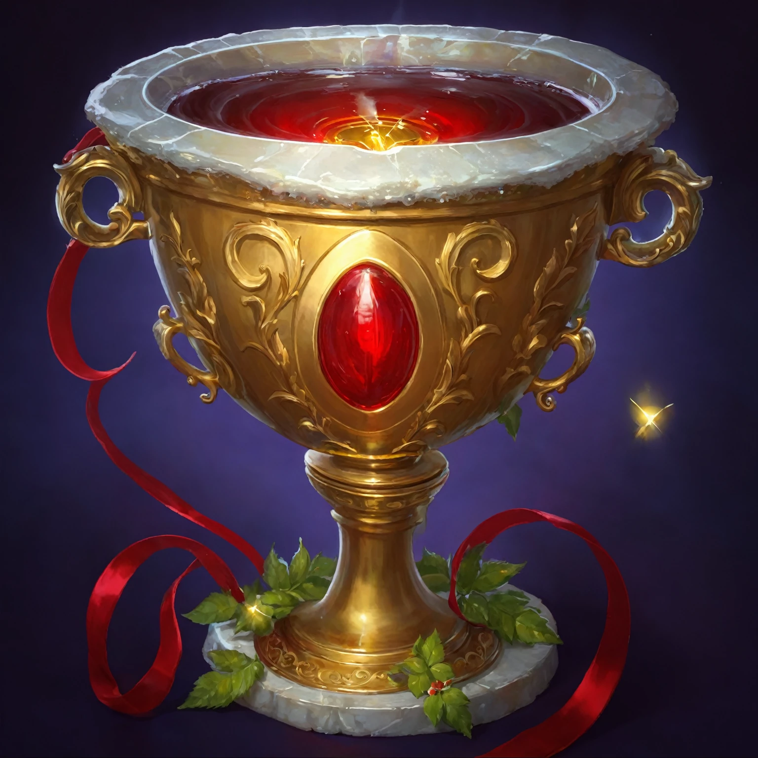 There is a gold cup， 