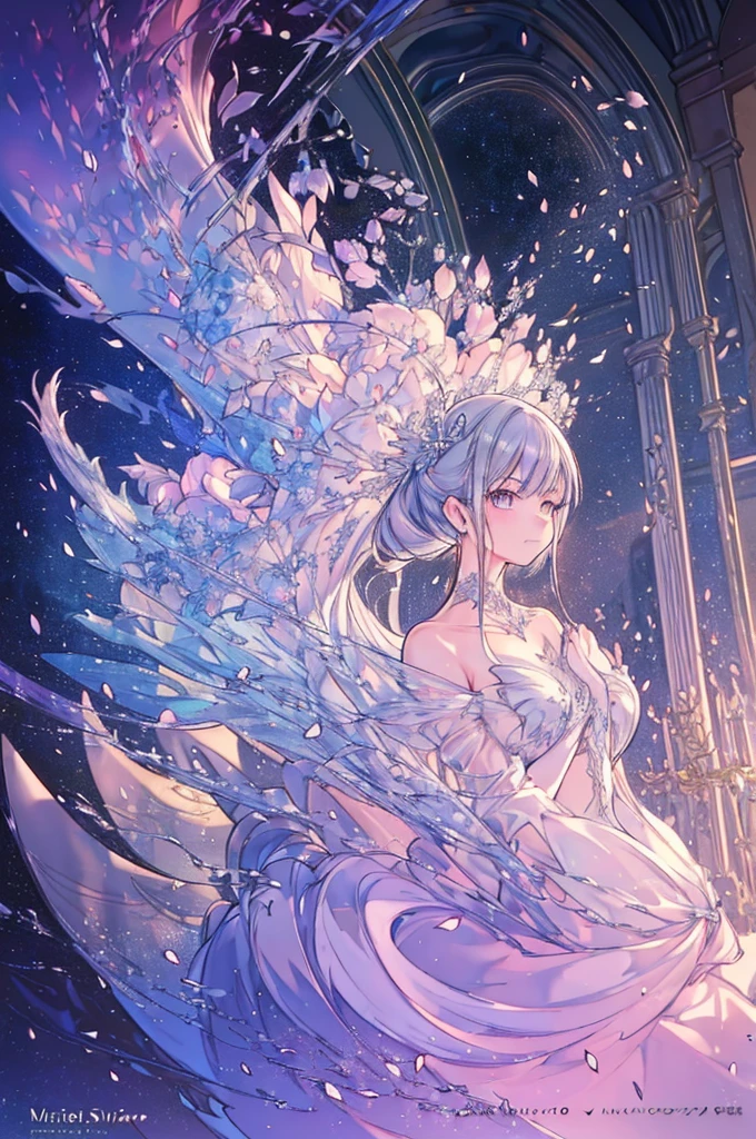 High resolution RAW color art, animation,Sculpture, Silver Marble Skin, (((Very detailed and elegant))), Magical atmosphere, Fine skin, texture,(Exquisitely crafted, Down to the last detail, Highly detailed art), Written boundary depth, Bokeh, Silky Touch, Hyper Detail, Matte Drawing, (Gear Factory), Neon Light, Look to the side,From the chest up、cool
