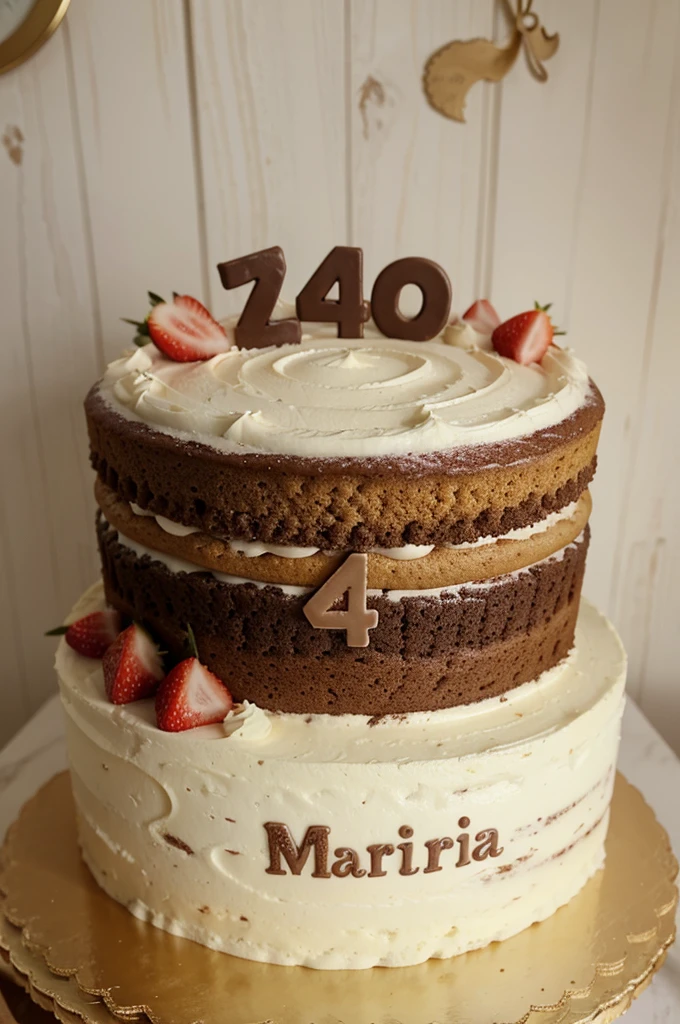 A cake with the name María Inés And with the number four how will I walk