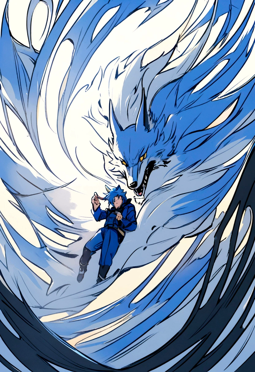 (style) Wolf in a blue jumpsuit, solution