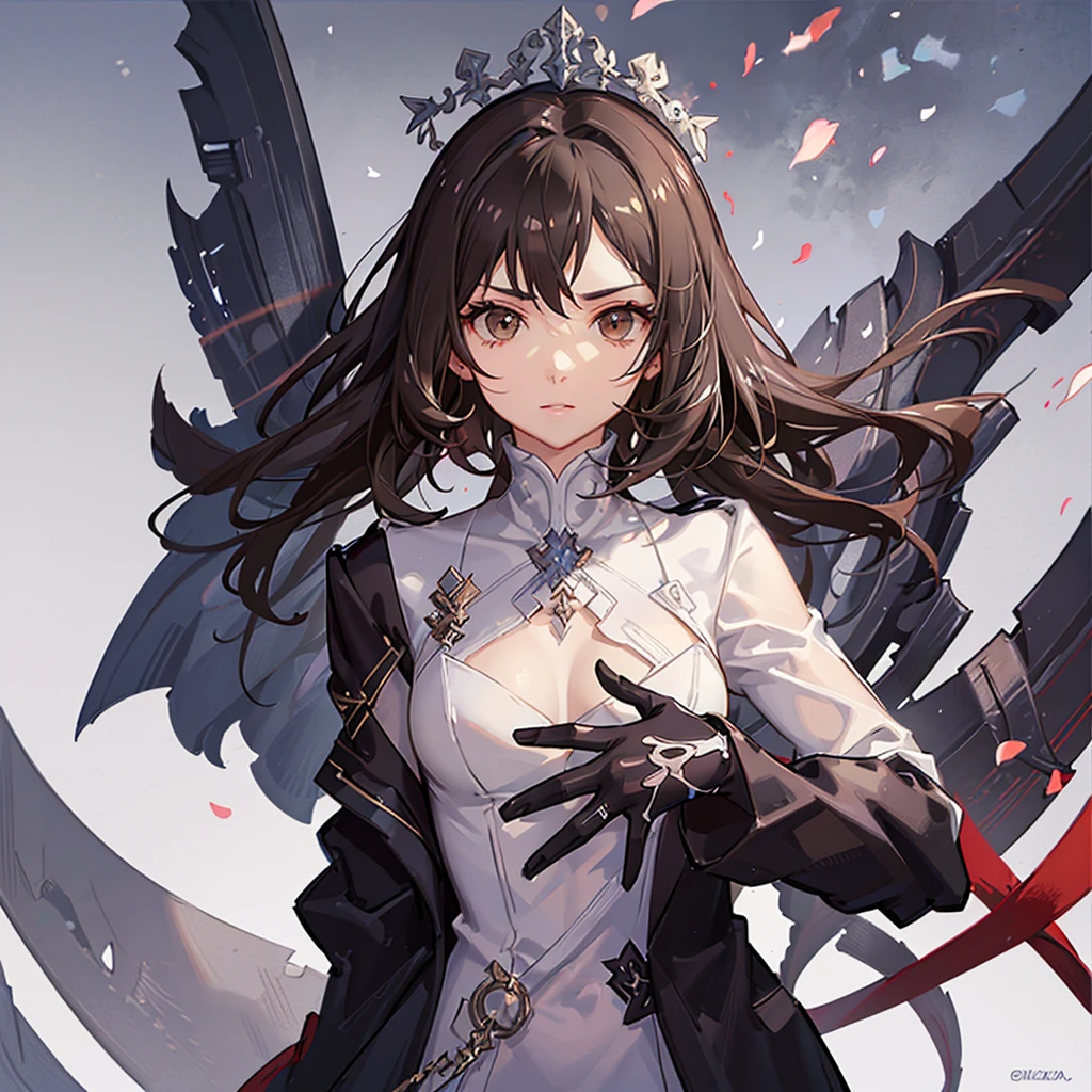 cinematic lighting, shading, super detailed skin, beautiful detailed eyes, best quality, ultra-detailed, ultra-detailed, (upper body), white suit jacket, black blouse, white suit pangs, black flats, (brown eyes:1.3), (brown hair), short length hair, ringlet-shaped, voluminous, springy curls,in her thirty,hispanic features, puerto rican background, shadow, contrast, refraction, perspective, depth, good anatomy, stunning details, attractive Woman, small breasts, zoomed out perspective, short stature, Beautiful Lips, 1girl, solo, gorgeous body, serious expression, colored skin, brown skin
